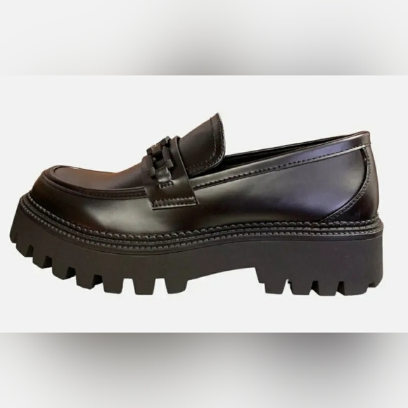 Steve Madden Women's Aerin Lug Sole Chain Design Chunky Heel Loafer SZ 9 - Picture 4 of 5